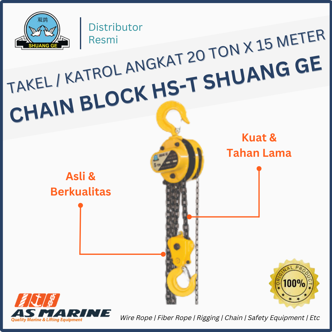 Chain Block Shuang Ge HS-T 20 Ton x 15 Meter